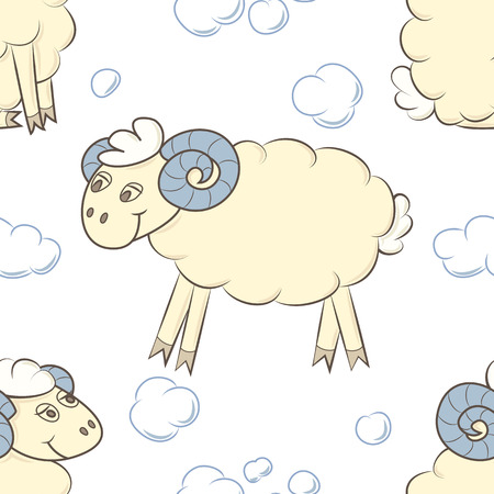 Seamless pattern background with sheep.のイラスト素材