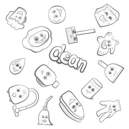 Cute items for clean up.のイラスト素材