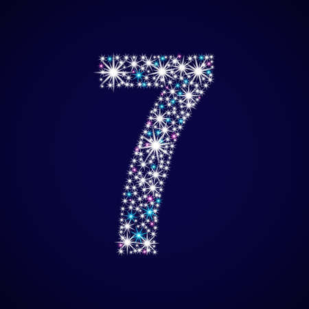 Number seven. Vector illustration. The age of 7 years. Shining starのイラスト素材