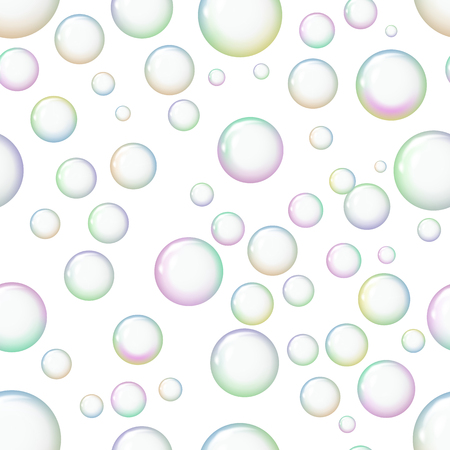 Seamless pattern background with shiny soap bubbles. Freshness and purity. Vector illustration.の写真素材