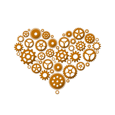 Heart made of gears. Valentines day. Vector illustrationのイラスト素材