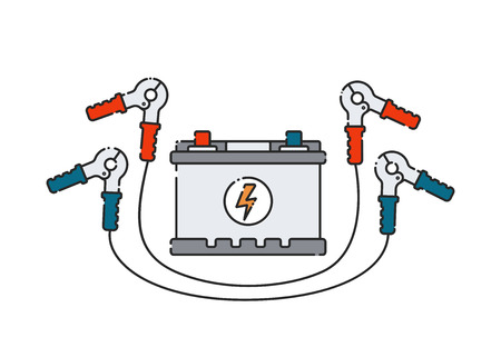 Car battery. Flat abstract icon. Vector illustration. Power supplyのイラスト素材