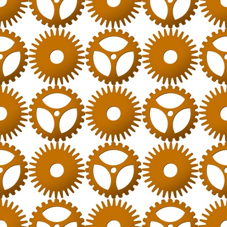 Seamless pattern background with bronze gears. Vector illustration. Engineering design.の写真素材