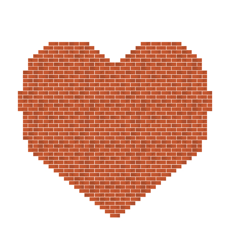Bicks heart shape. Vector illustration. Valentine day. Wall texture. Construction decorationのイラスト素材