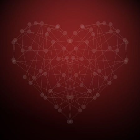 The geometric shape of the heart. Valentines day. Lines and points. Red card.のイラスト素材