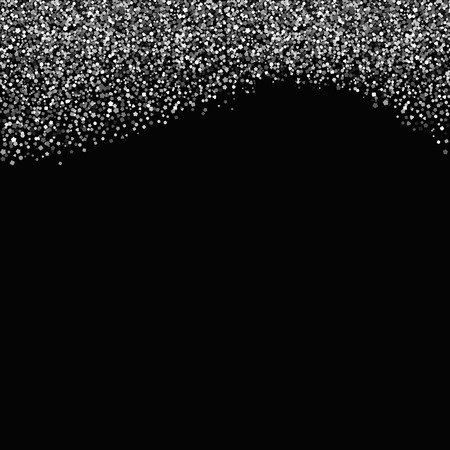 Greeting card with silver sequins. Glitter on top. Vector illustration of sparkle. Dark background.のイラスト素材