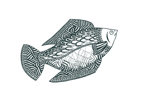 Fish swims in water. Vector illustration. An abstract pattern.のイラスト素材