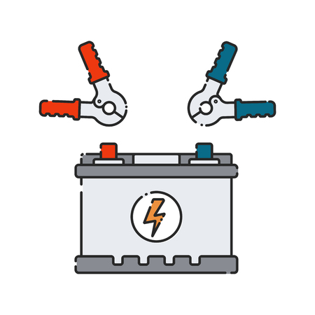 Car battery. Flat abstract icon. Vector illustration. Electrical power generatorのイラスト素材