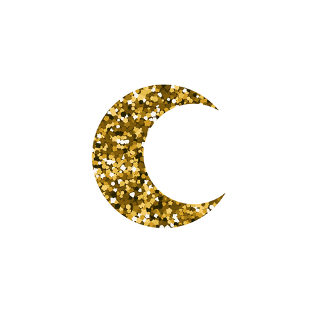Moon icon on white background. Silhouette of golden sequins. Vector illustration.のイラスト素材
