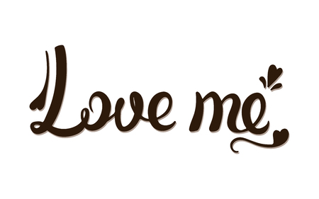 Love me. Vector illustration. Handwritten brown calligraphy Valentine dayのイラスト素材
