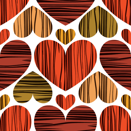 Multicolor hearts with stripes. Seamless pattern background. Vector illustration. Design for textiles.のイラスト素材