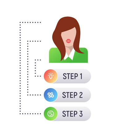 Flat woman icon. Vector illustration. Businesswoman infographicsのイラスト素材