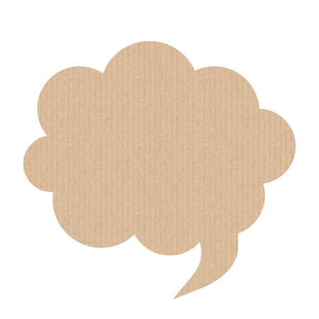Bubble speech is in the shape of a cloud. Material cardboard texture. Vector illustration. Messenger.のイラスト素材