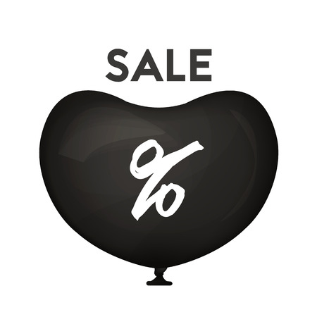 Balloon in the shape of a heart. Black friday. Sale design. Vector illustration.のイラスト素材