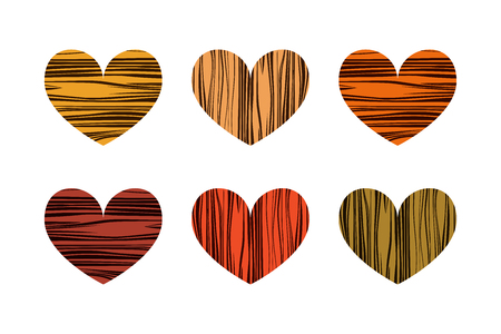 Striped hearts. Vector illustration. Set of icons. Valentines dayのイラスト素材