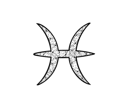 Pisces zodiac sign. Astrological horoscope. Vector illustration. Tangle pattern. Coloring bookのイラスト素材