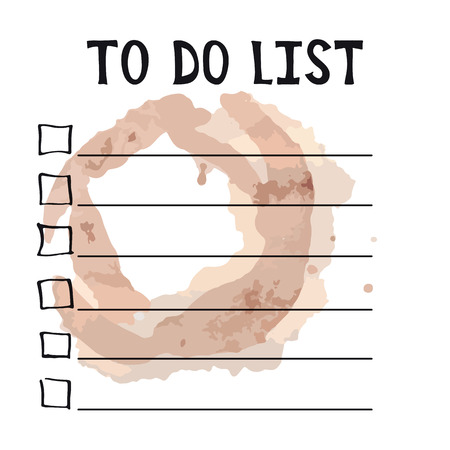 To do list. Cup stained coffee. Vector illustration. Blank checklistのイラスト素材