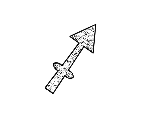 Sagittarius zodiac sign. Astrological Sagittarian horoscope. Vector illustration. Tangle pattern. Coloring bookのイラスト素材