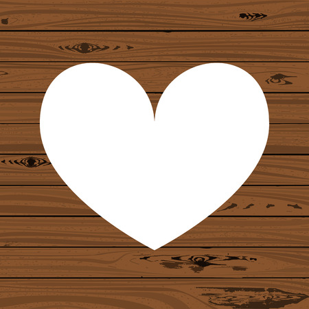 Shape of heart. Wooden frame. Wood texture. Vector illustration Valentine dayのイラスト素材