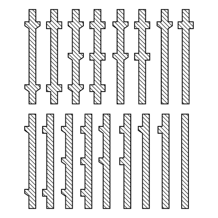 Set of different types of column. Engineering drawing. Vector illustration. Construction industry.のイラスト素材