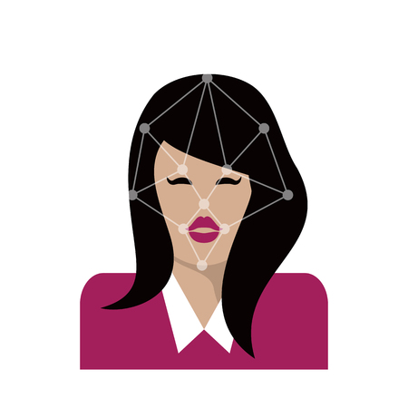 Face recognition. Flat icon. Vector illustration Biometric scannerのイラスト素材
