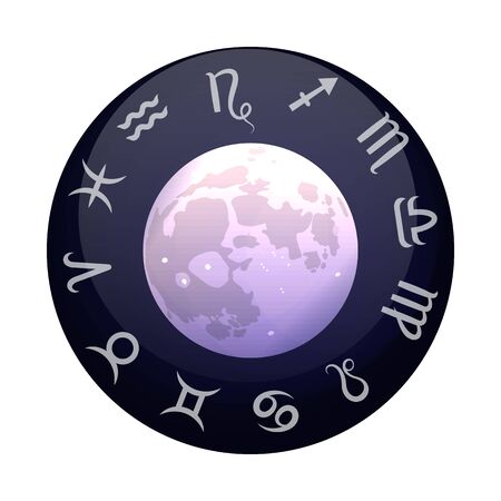 Zodiac sign. Astrological horoscope. Vector illustration banner. Outer space and moon.のイラスト素材