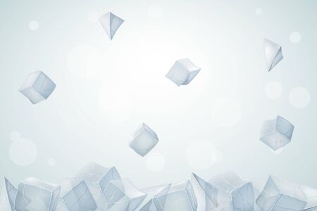 Ice cubes fall down. 3D transparent bricks. Vector illustration.のイラスト素材