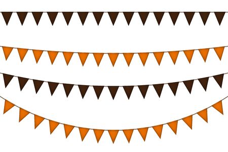 Halloween triangle flag garland. Black and yellow. Vector illustration.のイラスト素材