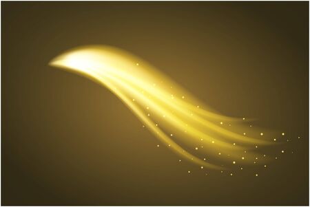 Glowing and shiny gold flow. Vector illustration. Flying abstract light.のイラスト素材