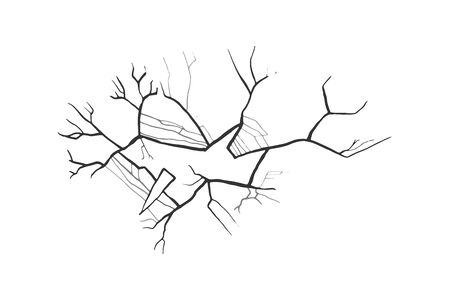 Broken glass with cracks. Vector illustration. Bullet hole.のイラスト素材