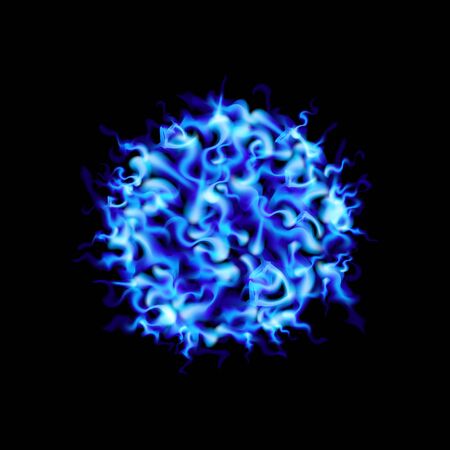 Blue neob ball lightning on black background. Fire design vector illustration.のイラスト素材