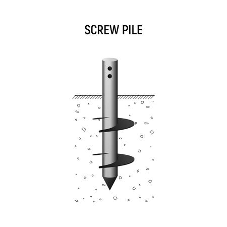 Steel round screw pile. Vecor illustration. Construction foundation.のイラスト素材