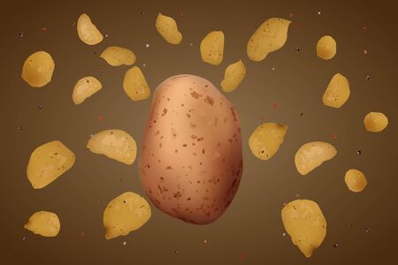 Ralistic potato chips. Vector illustration. Snack productのイラスト素材