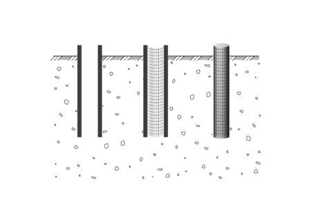 Pipe pile. Construction steps. Vector illustration. The foundation for the building.のイラスト素材