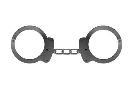Steel handcuffs. Vector illustration. Arrest of a perpetrator.