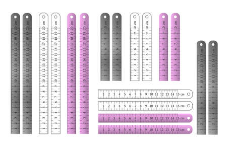 Metal and plastic straight rulers set vector illustration.のイラスト素材