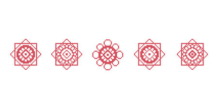 Ethnic embroidery ornament print set vector illustration.のイラスト素材