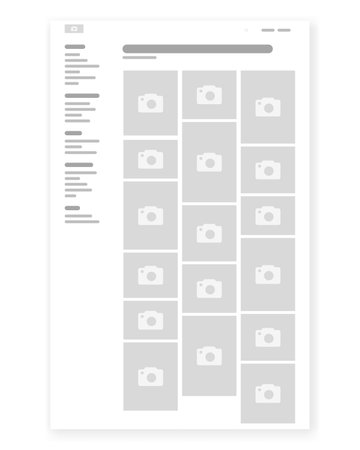 Portfolio gallery Wireframe, Webpage prototype Vector Illustration.