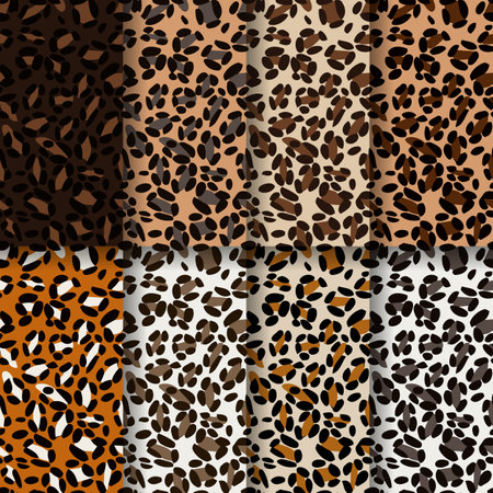 Leopard print skin vector illustration design set.のイラスト素材