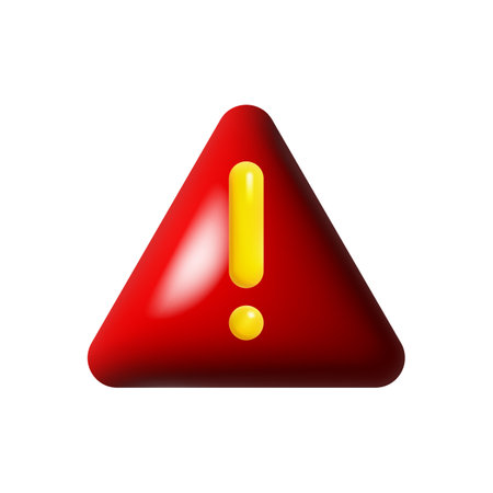 3D red warning sign with exclamation point vector illustration.のイラスト素材