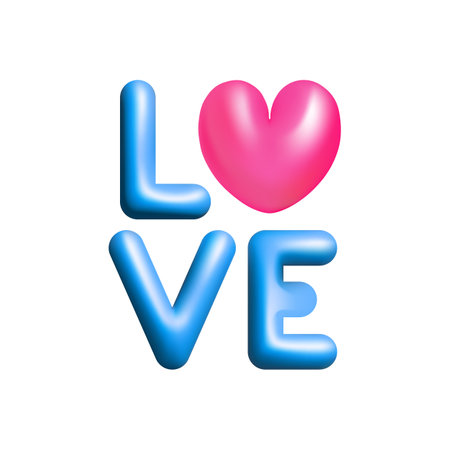 Love 3d blue and pink text vector illustration design.のイラスト素材