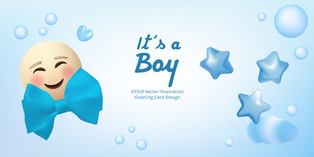 Its a boy vector illustration card template.のイラスト素材