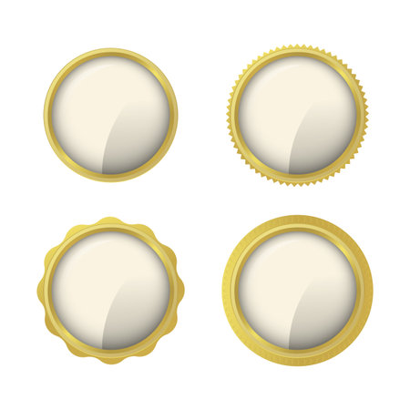 Four elegant golden labels with blank space for text on white backgroundのイラスト素材
