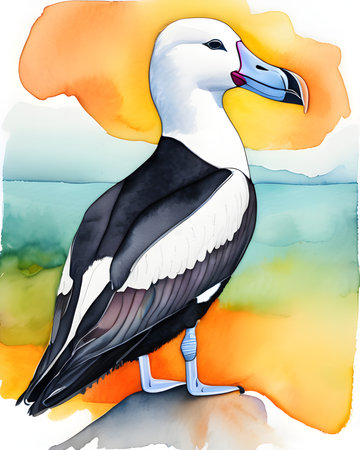 Watercolor Seagull Portrait #1の素材