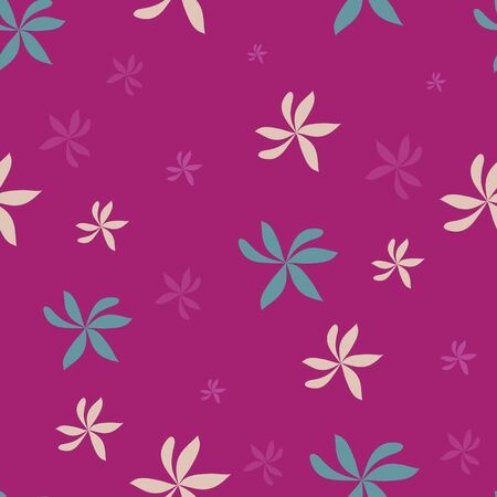 Pinwheel flower scatter, vector repeat pattern purple background, seamlessのイラスト素材