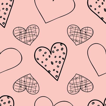 Pretty valentine hearts, non directional, vector, seamless pattern design