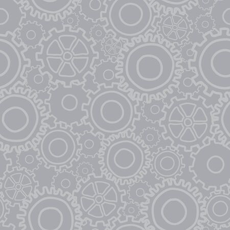 Neutral Gray Gears on light grey background subtle seammless vector repeat surface designのイラスト素材
