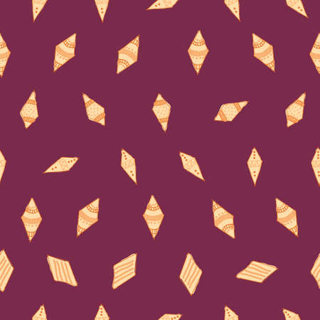 Scattered Shields Doodle Pattern Filled Diamond shape on red background Seamless pattern Vector hand drawn illustration surface designのイラスト素材