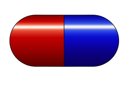 a red and blue illustration of a soft capsuleのイラスト素材