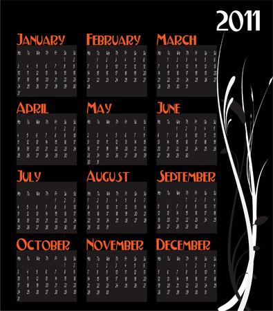 12 month calendar for 2011のイラスト素材